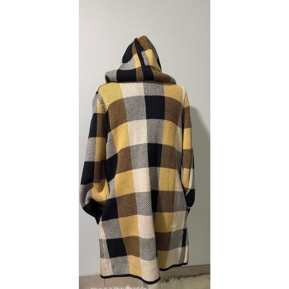 Cabi plaid hooded cardigan sweater large toggle button front M - Picture 8 of 9